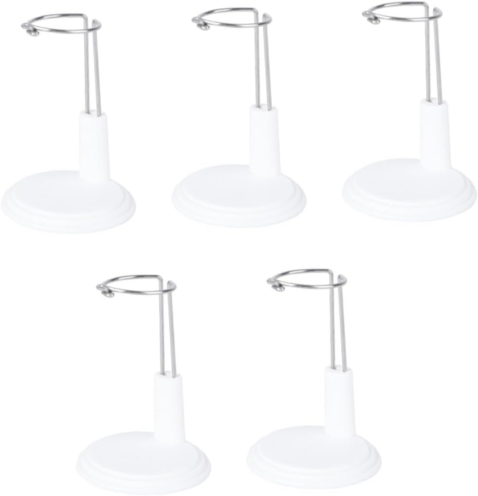 Confezione da 5 supporti per bambole bianchi. Telaio di supporto per bambole per porta bambole ed espositore. Bordi lisci per riporre ed esporre le bambole a casa