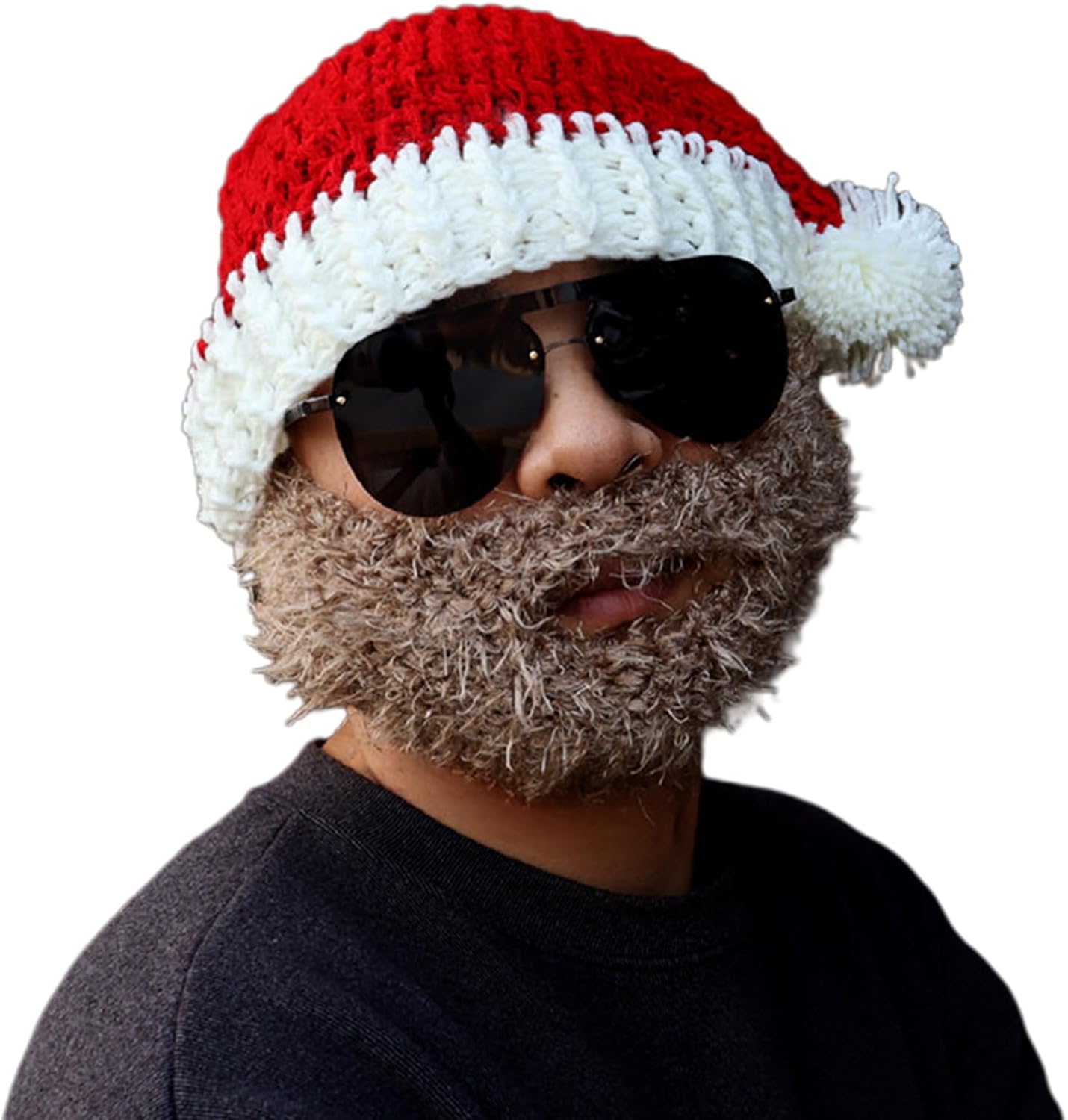 Cappello natalizio unisex per adulti e bambini con barba divertente, vacanza per feste, regalo di Capodanno, cappello decorativo per adulti, cappelli lavorati a maglia per adulti, cappelli