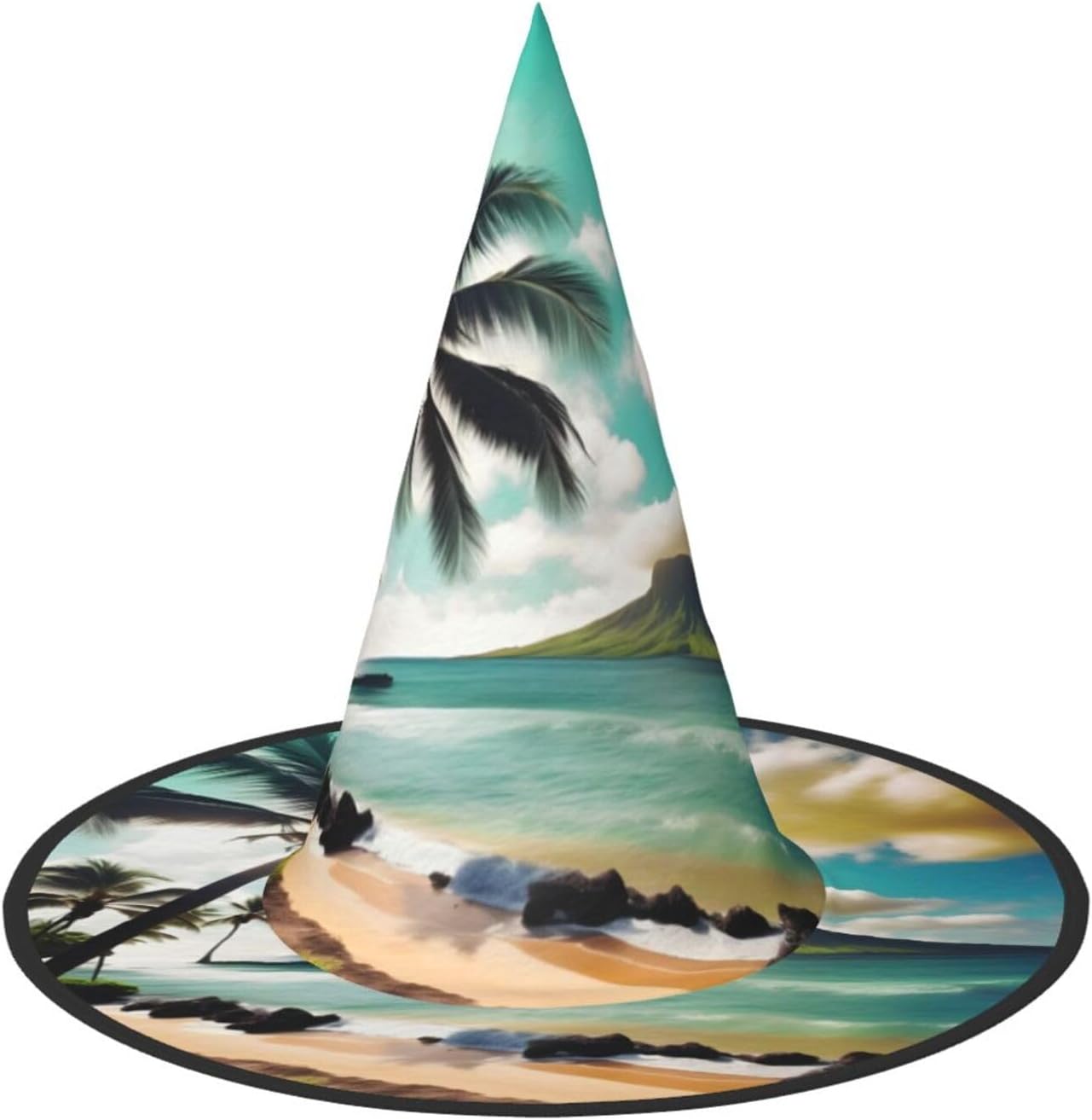 Decorazione per cappello da strega con palme tropicali da spiaggia per Halloween,Cappelli di Halloween versatili,Cappelli da mago pieghevoli Bulk