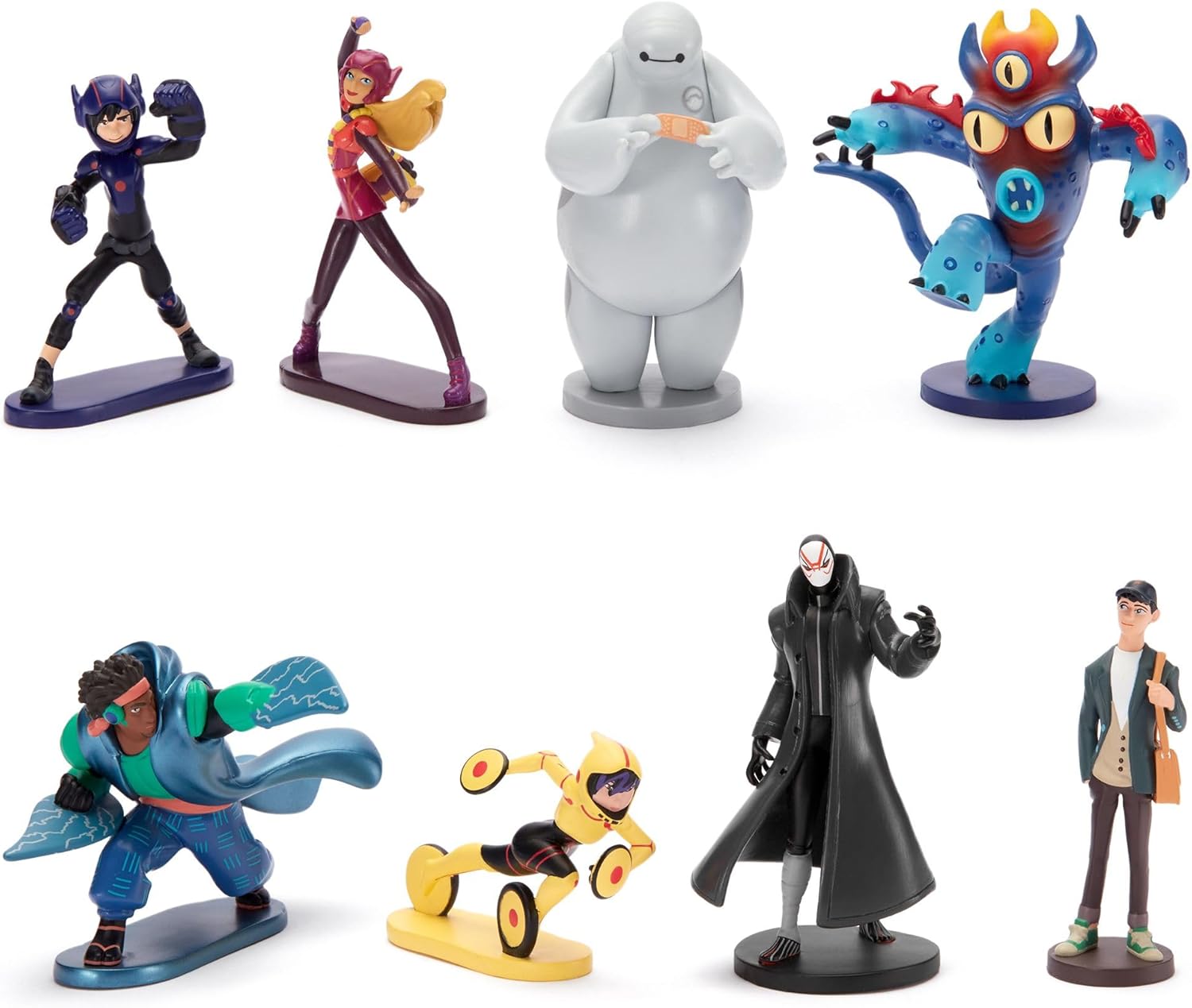 Disney Store Official Set di Personaggi Big Hero 6, 8 Personaggi tra Cui Hiro, Baymax, Go Go, Honey, Lemon, Wasabi, Fred, Tadashi e Yokai, 3+