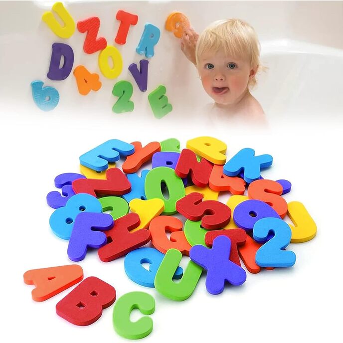 Lettere della Vasca,Lettere e Figure del Bagno,Giocattoli Doccia in Spuma,Bambino Bambino Gioco Vasca da Bagno,Gioco Vasca da Bagno per Bambini,Giocattolo da Bagno,36 Lettere e Numeri