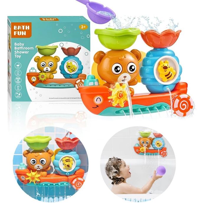 Mineup Giochi Vasca da Bagno a Cascata, Giochi Vasca da Bagno Bambini, Giocattolo da Bagno, Regalo Giocattolo per Bambini di Ragazzi e Ragazze da 2+ Anni