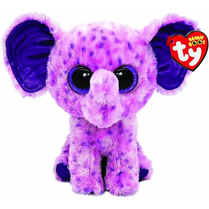 Ty - плюшена играчка - beanie boos - слон - eva - розово и лилаво - блестящи лилави очи, уши и лапи - куклата с големи искрящи очи - 15 cm - 36386 eva слон