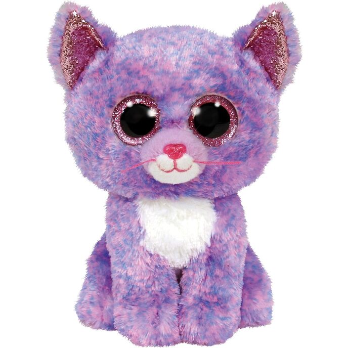 Ty- Cassidy Cat Beanie, Size M Cat Stuffed Animal, Πολύχρωμο, 36486 Cassidy Cat