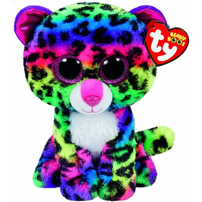 Ty beanie boos - dotty the rainbow leopard with big pink glitter eyes, the soft toy with big sparkling eyes - 15 cm - t37189 dotty leopard