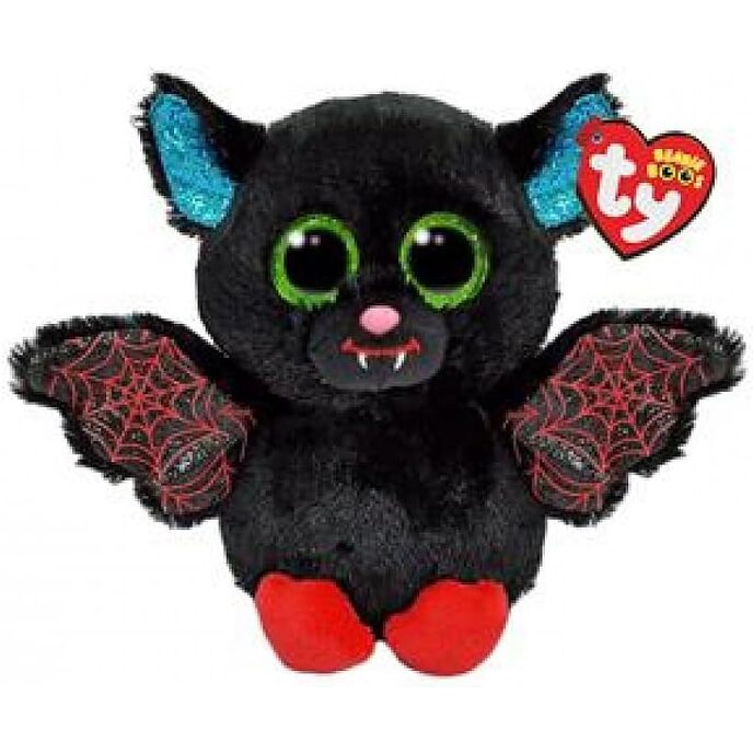 Ty beanie boos - Οφηλία η νυχτερίδα με μεγάλα πράσινα αστραφτερά μάτια, το απαλό παιχνίδι με μεγάλα αστραφτερά μάτια, special Halloween - 15 cm - t37297