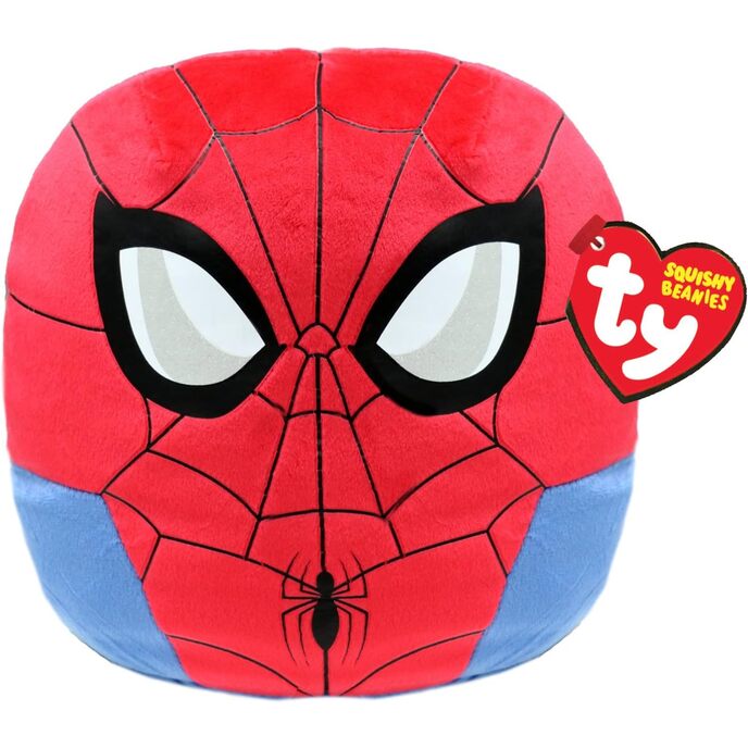 Ty squishy beanies marvel collection, spiderman, all your favorite heroes in the shape of a soft plush cushion to collect, gift idea for adults and children 22 cm t39254 spiderman medium