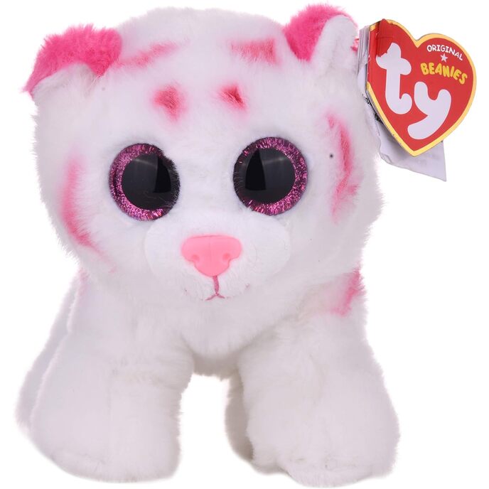 Ty Beanie Babies – Tigerjunges – Tabor – weißer Tiger mit großen rosa Glitzeraugen – das Stofftier mit funkelnden Augen – 15 cm – 42186, 15 cm, 42186 15 cm, weiß