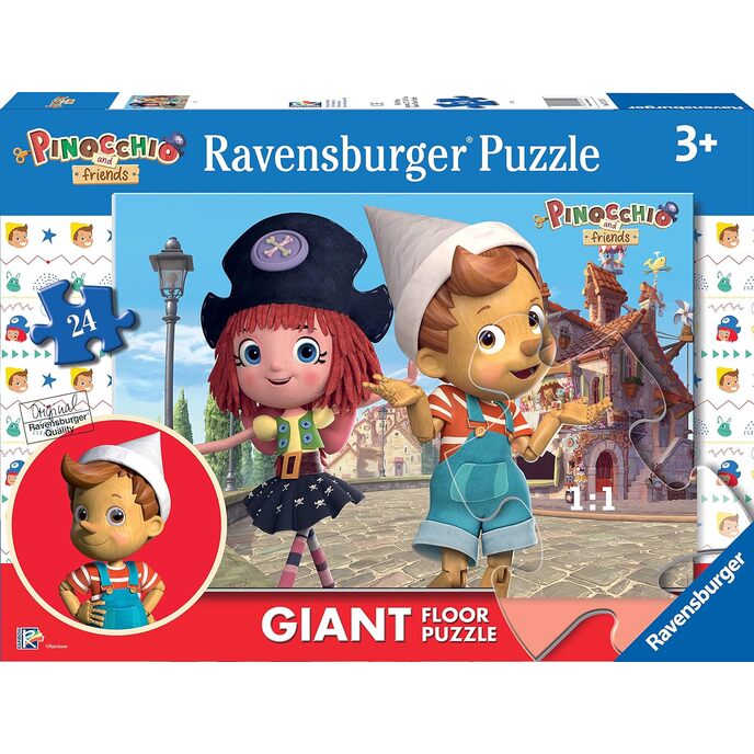 Ravensburger Pinokio puzle, 24 milzu grīdas puzle, puzle bērniem, ieteicamais vecums 3+, augstas kvalitātes apdruka, 03124 5