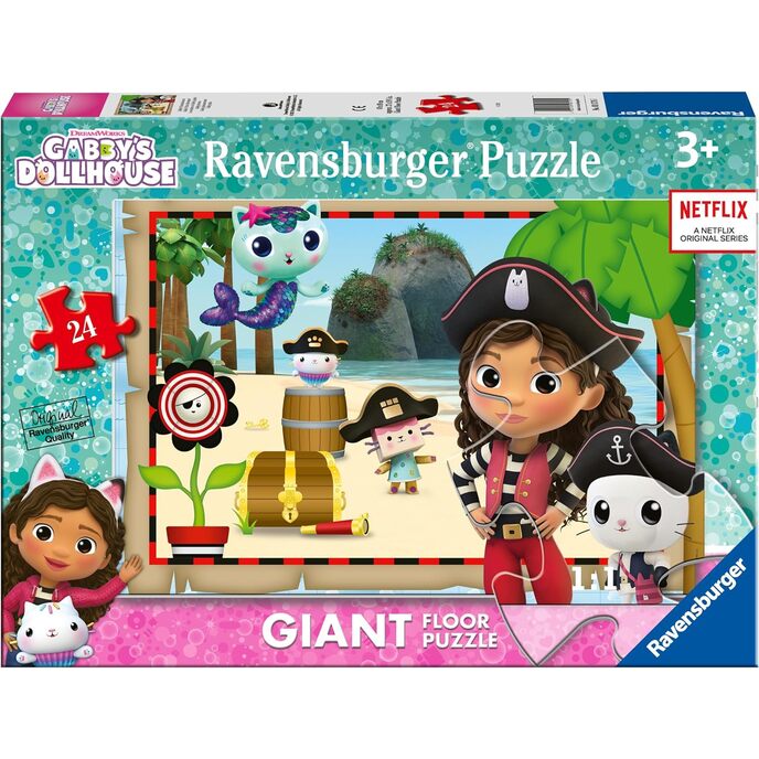 Ravensburger - puzzle domček pre bábiky gabby's b, kolekcia 24 obrie poschodie, 24 dielikov, odporúčaný vek 3+ roky