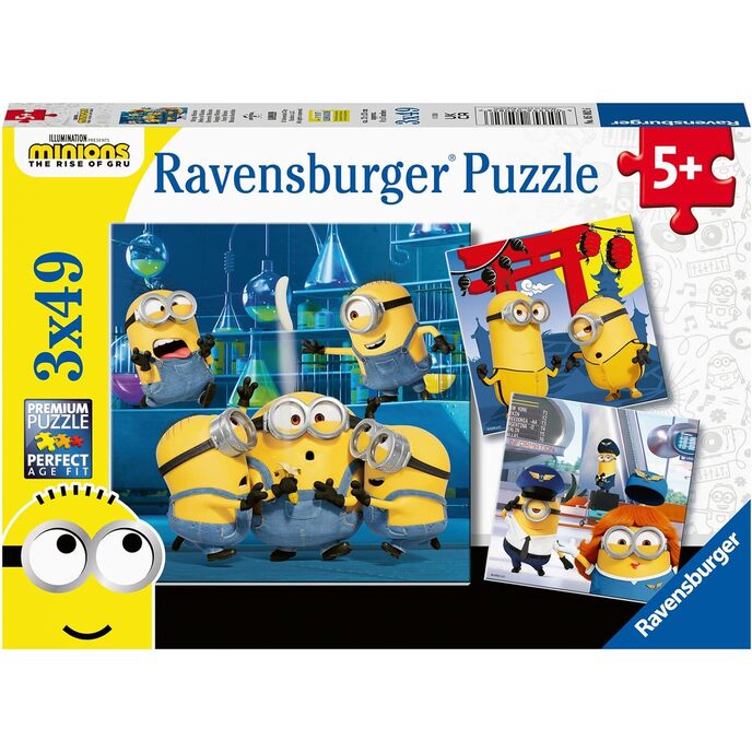 Puzzle Ravensburger Minionki 2 Powstanie Gru dla dzieci w wieku od 5 lat wzwyż – 3x 49 elementów, pojedyncze