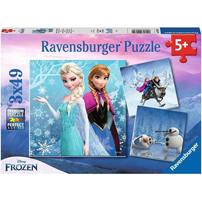 Ravensburger Puzzle, Frozen, Puzzle 3 x 49 Pezzi, Puzzle per Bambini, Puzzle Frozen, Età Consigliata 5+ Anni Frozen Single