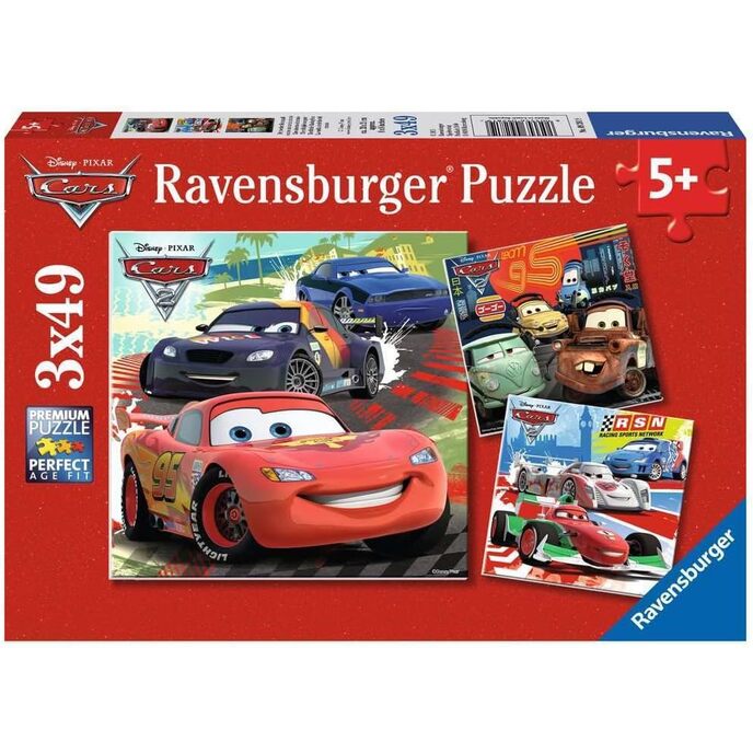 Ravensburger Italien – Around the World – Cars 2 the Movie Puzzle, 3x49 Teile, Mehrfarbig, 92819