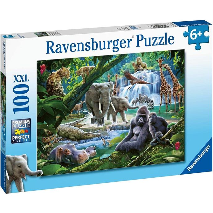 Ravensburger 129706 animale din junglă, puzzle xxl de 100 de piese pentru copii, vârsta recomandată 6+