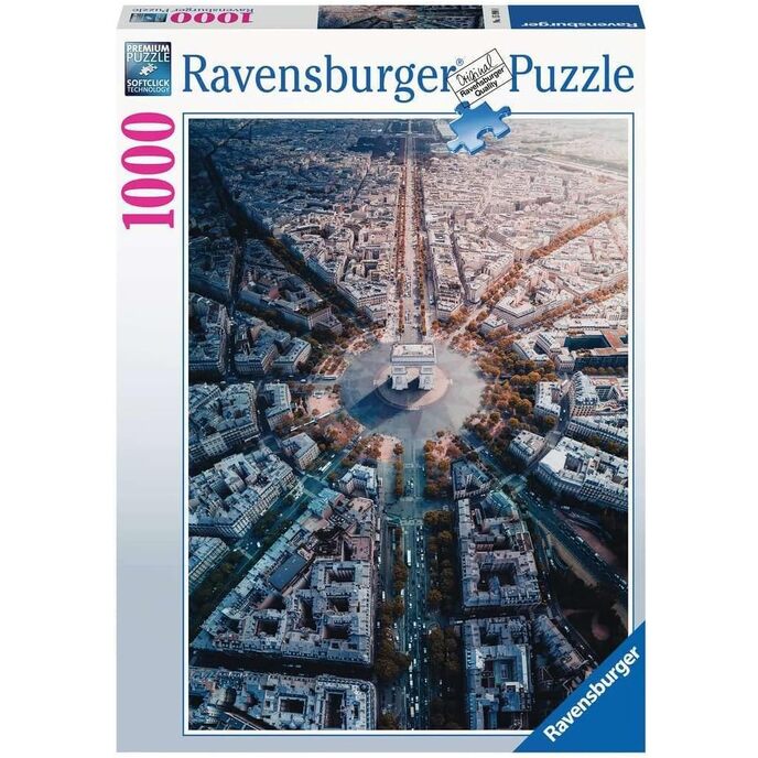 Ravensburger sestavljanka, 1000 delna sestavljanka, Pariz od zgoraj, zbirka pokrajin in fotografij, sestavljanka za odrasle, ravensburger puzzle - kakovosten tisk