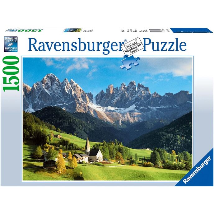 Ravensburger Bergpuzzle, Blick auf die Dolomiten, 1500 Teile Puzzle, Entspannung, Puzzles für Erwachsene, Größe: 80x60 cm, hochwertiger Druck, Reise, einzelne Dolomitenreise