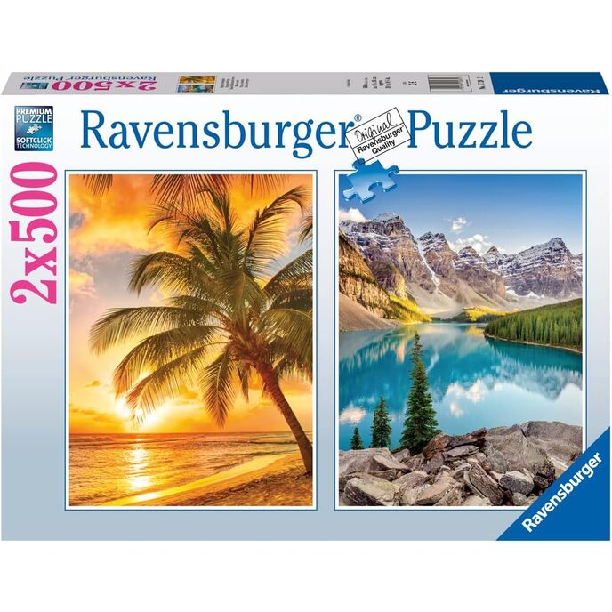 Ravensburger - jūras un kalnu puzle, 2x500 gabali, pieaugušo puzles