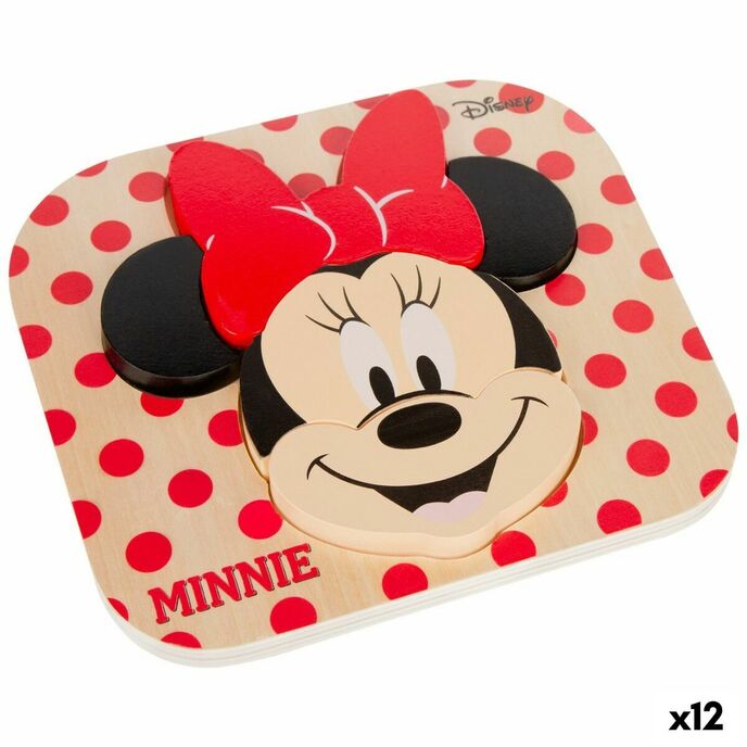 Holzpuzzle für Kinder Disney Minnie Mouse + 12 Monate 6 Teile (12 Einheiten)
