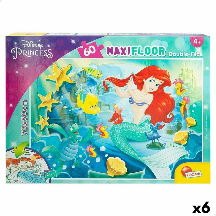 Disney prinsessen dubbelzijdige kinderpuzzel 60 stukjes 70 x 1,5 x 50 cm (6 stuks)
