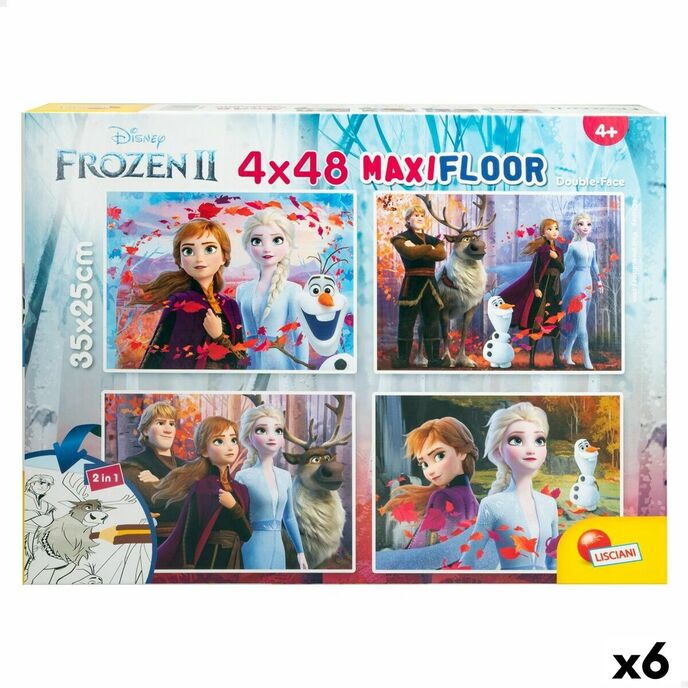 Frozen dvostranska otroška sestavljanka 4v1 48 kosov 35 x 1,5 x 25 cm (6 enot)