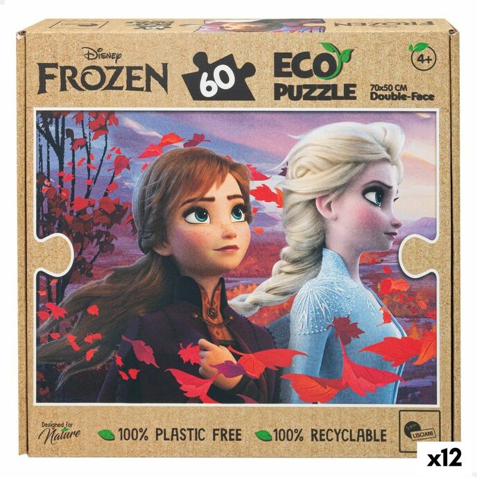 Puzzle infantil doble cara Frozen 60 piezas 70 x 1,5 x 50 cm (12 unidades)