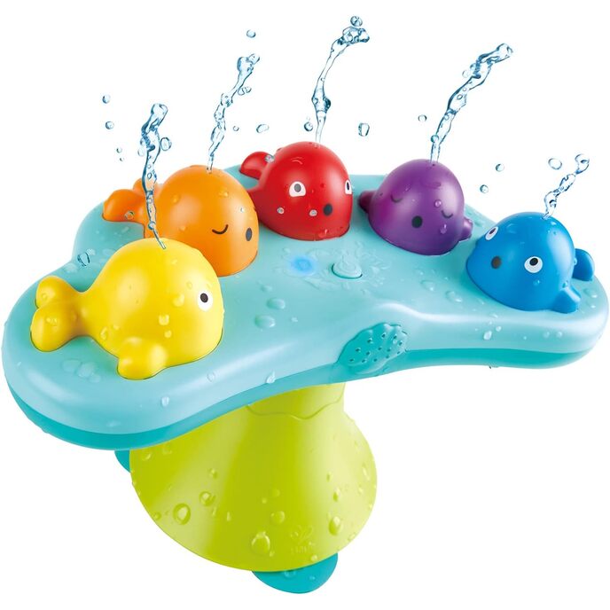 Hape balene musicali giocattolo da bagno con 5 melodie e fontane d'acqua (da 18 mesi) e0218 colorato, multicolore