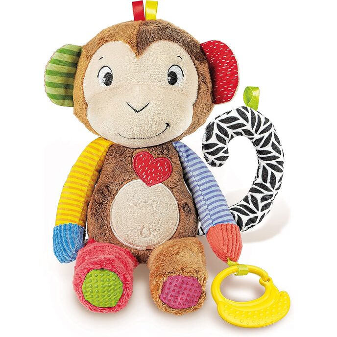 Clementoni – Affe singt, spielt, lernt interaktiv sprechen auf Italienisch, elektronisches Spiel für Kinder ab 3 Monaten, pädagogischer Plüsch, 100 % waschbar, mehrfarbig, 17673