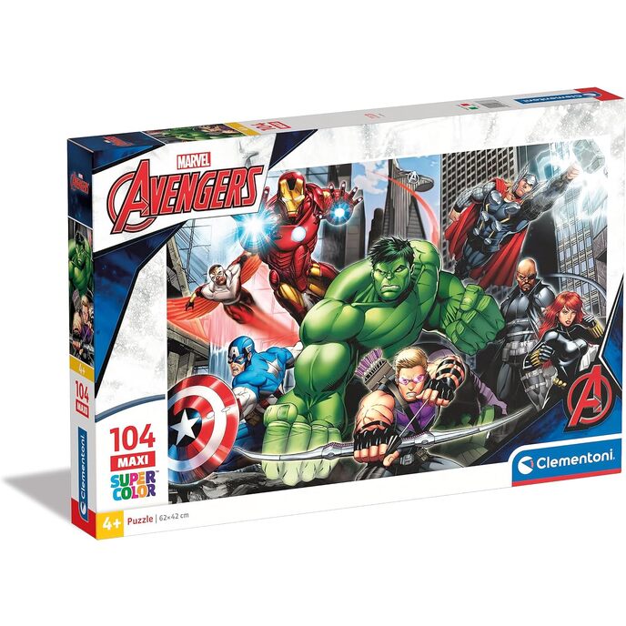 Clementoni- Avengers maxi supercolor παζλ, χωρίς χρώμα, 104 τεμάχια, 23688