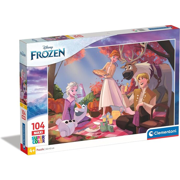 Clementoni Disney Frozen Supercolor 2-104 Maxiteile, hergestellt in Italien, Puzzle für Kinder ab 4 Jahren, mehrfarbig, 23757
