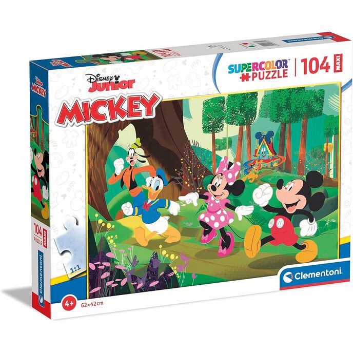 Clementoni – Disney Mickey and Friends Supercolor Friends – 104 Teile Kinder ab 4 Jahren, Cartoon-Puzzle, hergestellt in Italien, mehrfarbig, 23772