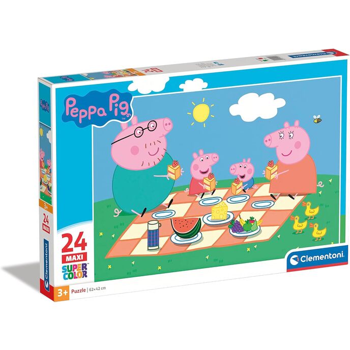 Clementoni Peppa Pig Supercolor Puzzle, keine Farbe, 24 Teile, 24028