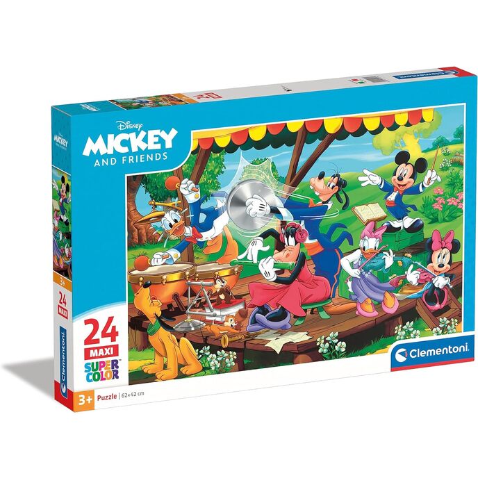 Clementoni mickey mouse supercolor disney and friends-24 maxi pieces-made in Italy, puzzle for children 3 years +, multicoloured, 24218