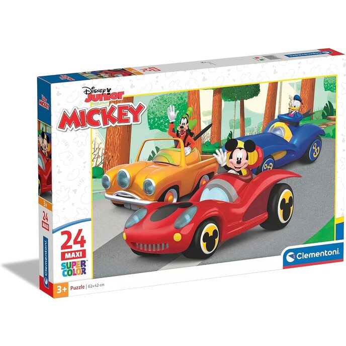 Clementoni- puzzle maxi mickey disney 24buc supercolor mickey-24 piese-made in italy, copii 3 ani, desene animate, mickey mouse, multicolor, mediu, 24229