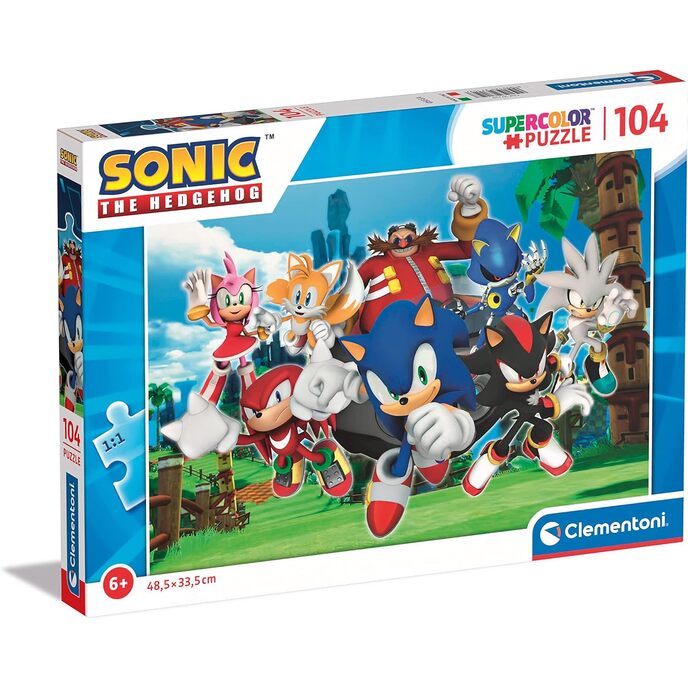Clementoni – Sonic Supercolor Puzzle – Sonic – 104 Teile für Kinder ab 6 Jahren, Cartoon-Puzzle, hergestellt in Italien, mehrfarbig, 27159