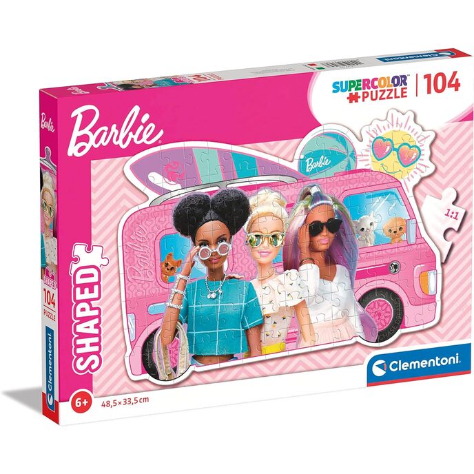 Clementoni – Barbie Supercolor Puzzle – Barbie – 104 geformte Teile, geformtes Puzzle für Kinder ab 4 Jahren, hergestellt in Italien, mehrfarbig, 27162 geformtes Puzzle Barbie – 104 Teile