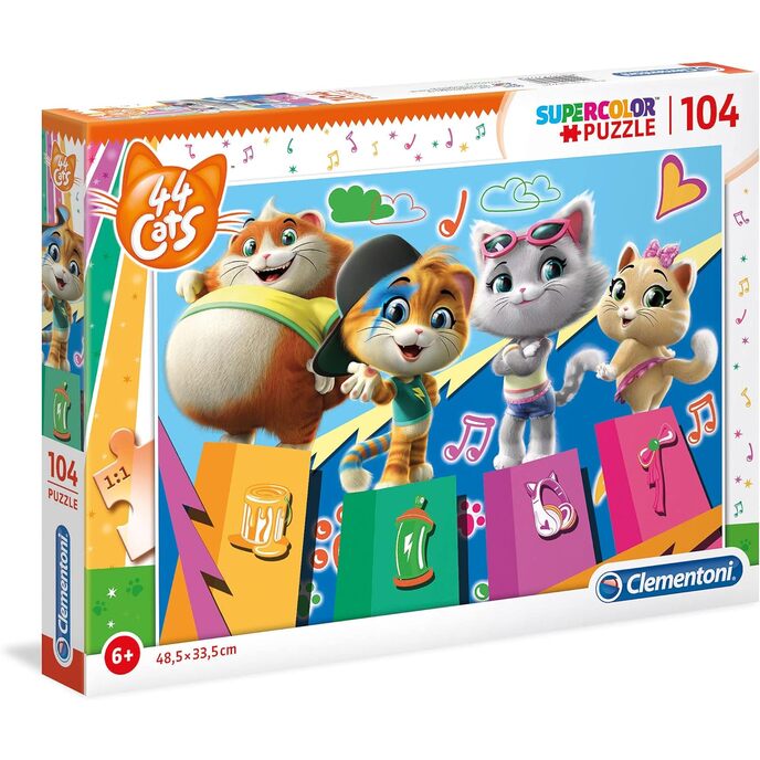 Clementoni 44 cats supercolor puzzle-44 cats-104 τεμάχια, πολύχρωμα, 27271