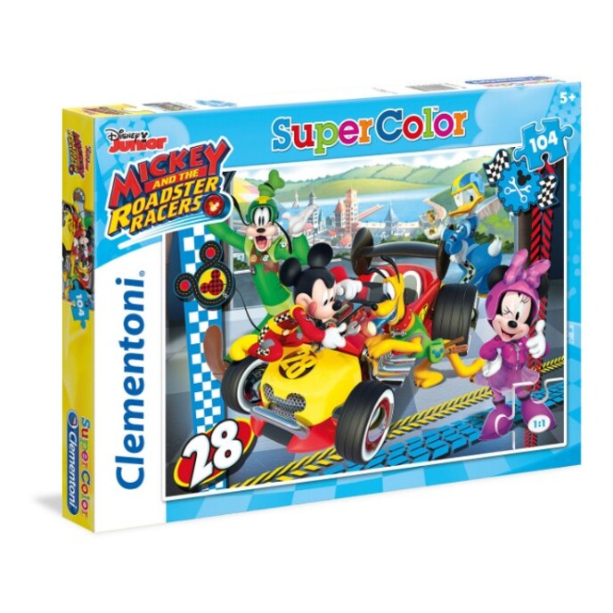 Clementoni Miki és a Roadster Racers Miki egér szuperszín puzzle, tarka, 104 darab, 27984