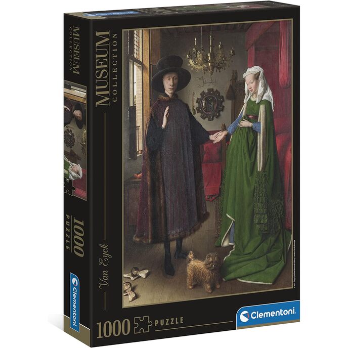 Clementoni - 39663 - coleção de museu - van eyck, o retrato de arnolfini - 1000 peças - feito na Itália, quebra-cabeça para adultos 1000 peças, arte, quebra-cabeça de pinturas famosas, pinturas famosas, diversão para adultos