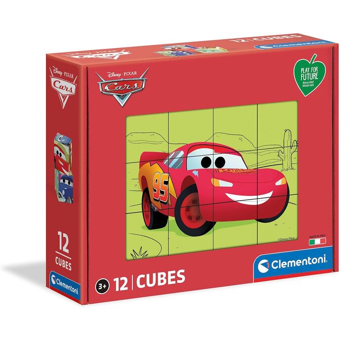 Clementoni kocka 12ks neplatí Autá Disney Pixar, 3 roky - kocky 12 kusov - hra o budúcnosť, 100% recyklované materiály - vyrobené v Taliansku, deti, kreslené puzzle, viacfarebné, jedna veľkosť, 45011