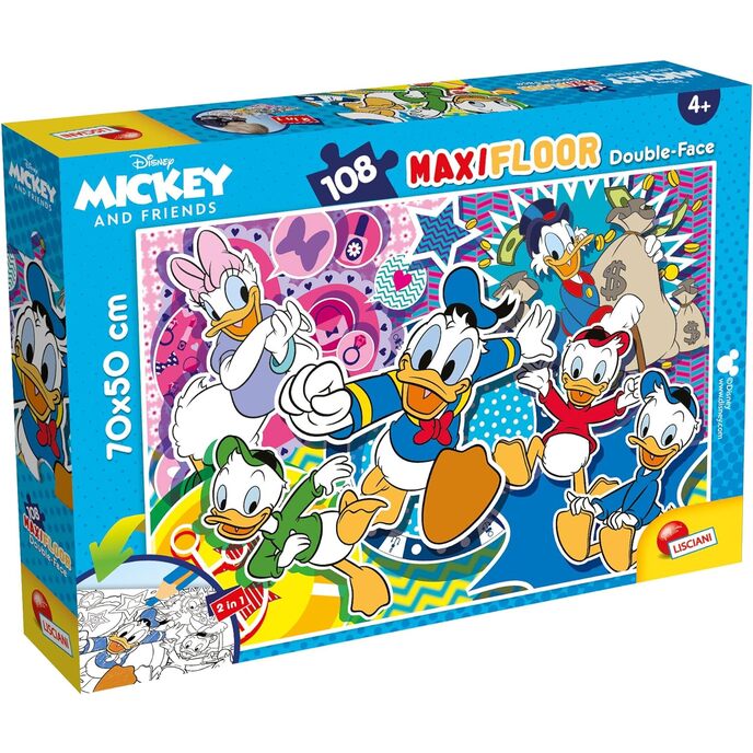 Lisciani Giochi- Disney Puzzle DF Maxi Floor 108 Paperino, Colore, 91782