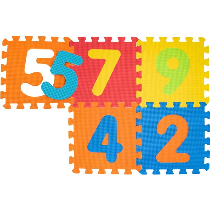 Teorema 72463 - Tappetini Puzzle con Numeri, 9 Pezzi, Colori e Numeri Assortiti