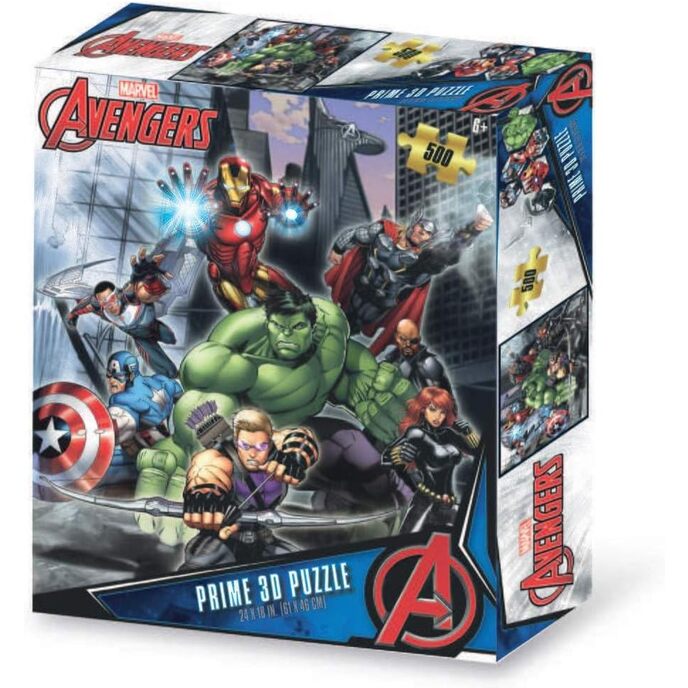 Grouss Avengers Spiller horizontal lentikulär Puzzel, mat 500 Stéck abegraff a Verpackung mat 3D Effekt-pua03000, pua03000