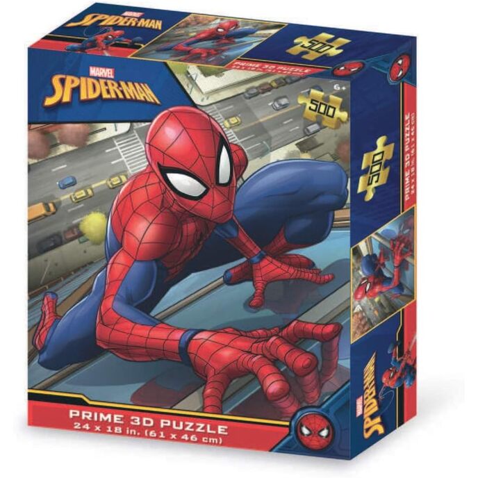 Suuri Marvel Games Spiderman vaakasuora linssimäinen palapeli, 500 kappaletta mukana ja pakkaus 3D-efektillä-pua06000, pua06000