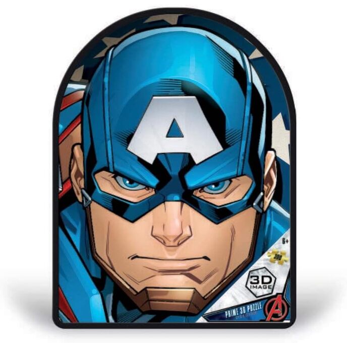 Grote games Marvel Avengers Captain America verticale lenticulaire puzzel, inclusief 300 stukjes en blikken doos met 3D-effect - pub01000, pub01000