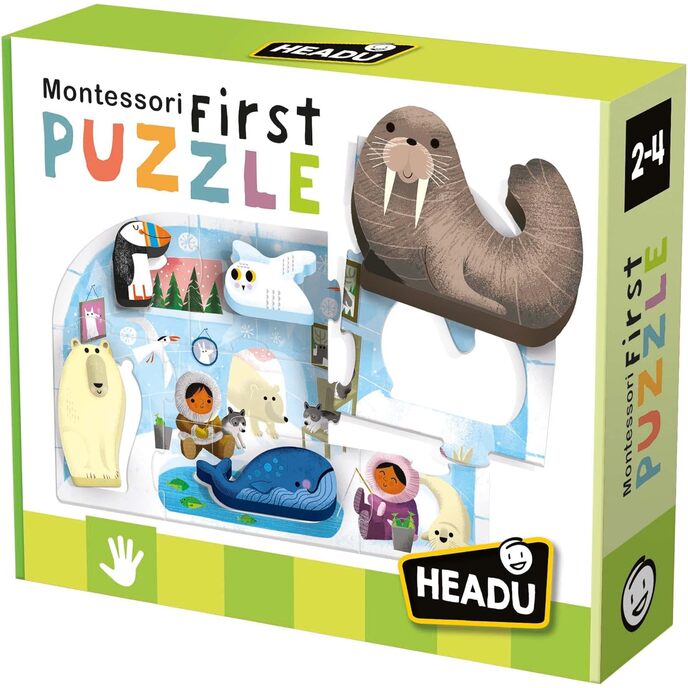 Headu Montessori erstes Puzzle: Die Stange, große Teile und große Holzformen, MU24711, Lernpuzzles für Kinder ab 2 Jahren, hergestellt in Italien