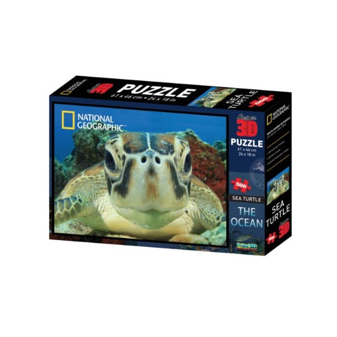 Toybox National Geographic 3D-Puzzle „Die Meeresschildkröte“: 500 Teile National Geographic 3D-Puzzle, Maße: 61 x 46 cm, ideal für Kinder ab 10 Jahren