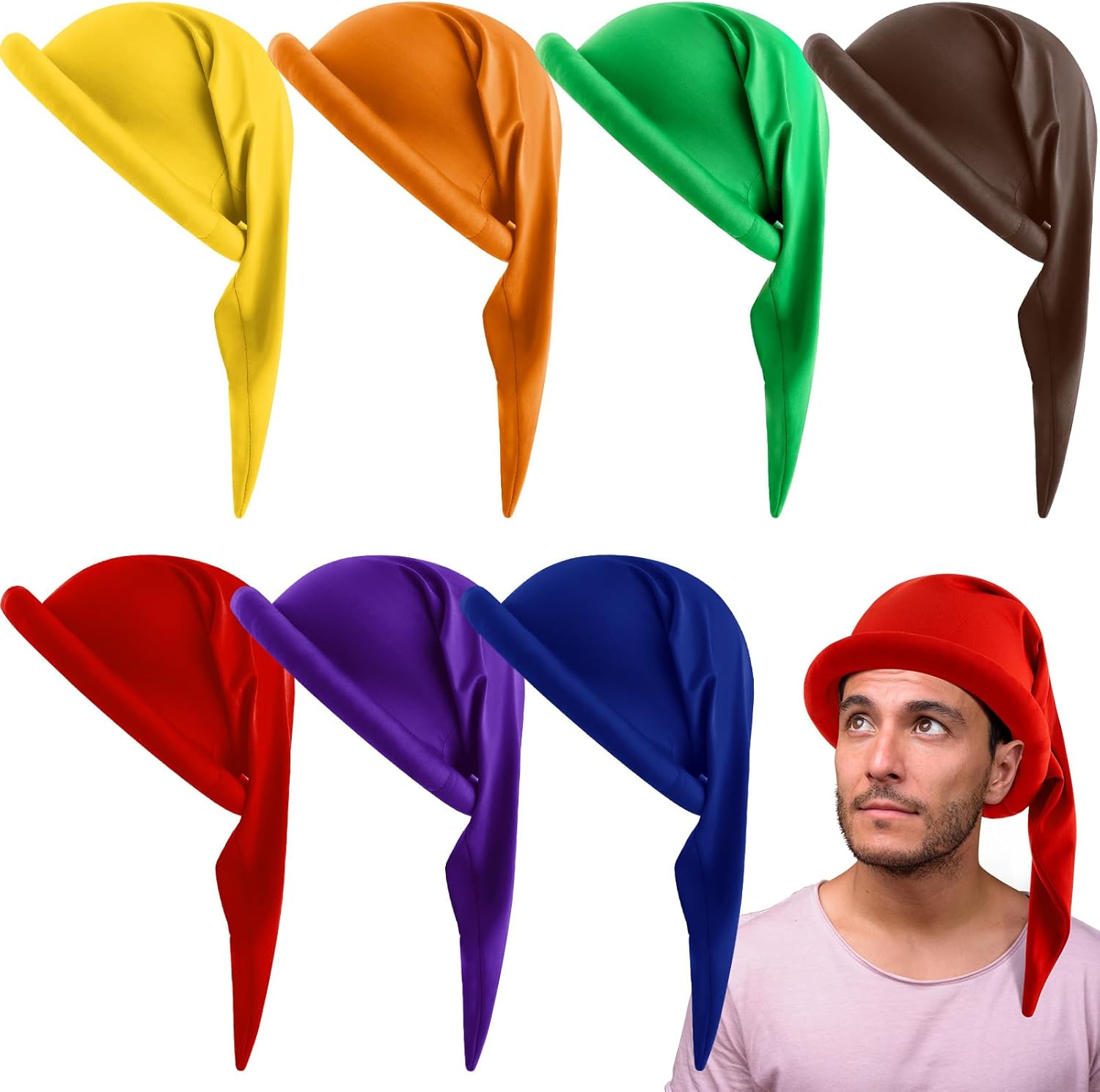Jadive Cappelli da Nani Cappello a Punta Colorato Cappello da Strega Accessorio per Costumi da Nano Accessori per Costumi di Gruppo per Festa Halloween Natale Compleanno Carnevale