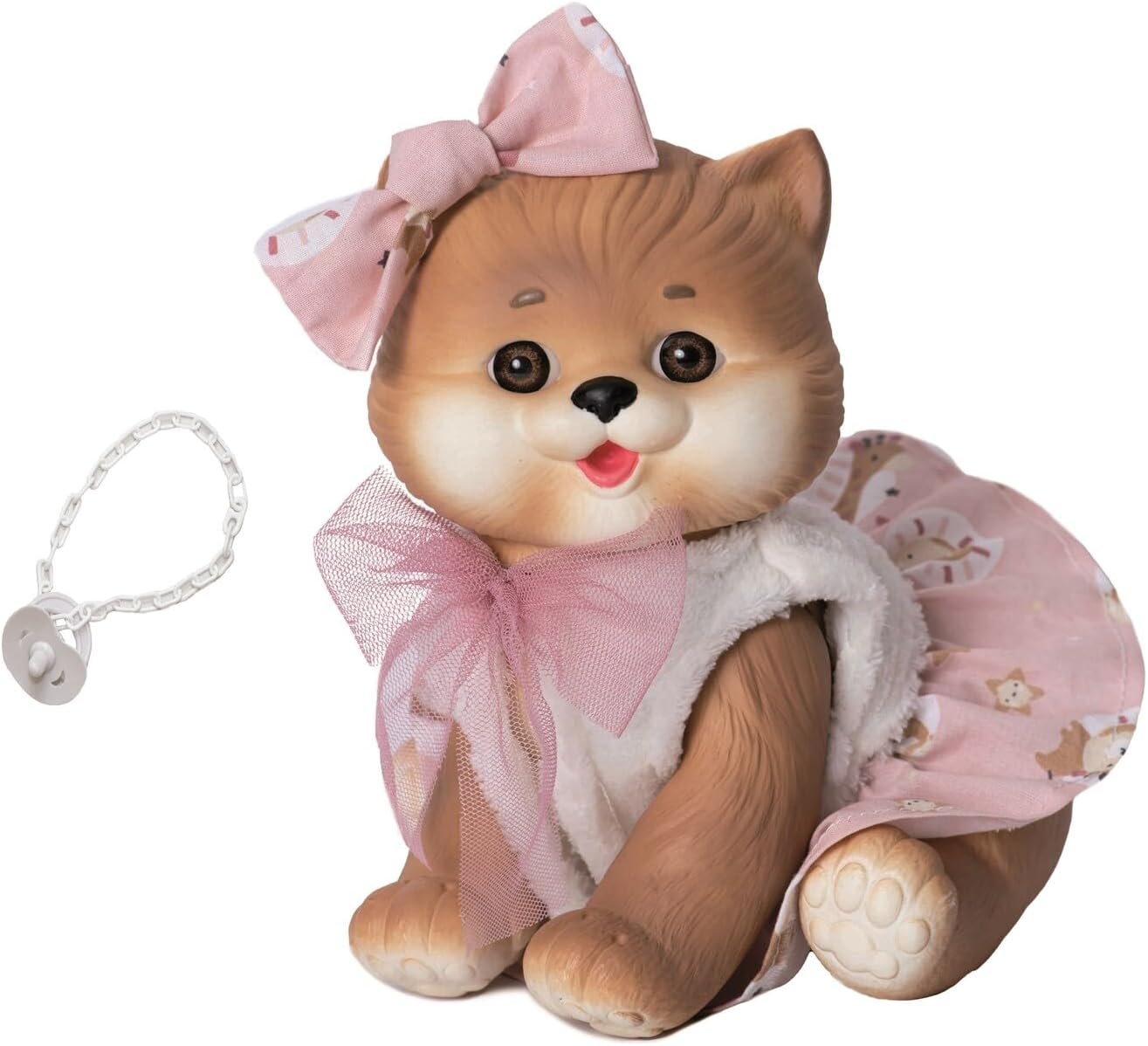 ROSATOYS Bambola gattino marrone 23 cm con gilet bianco