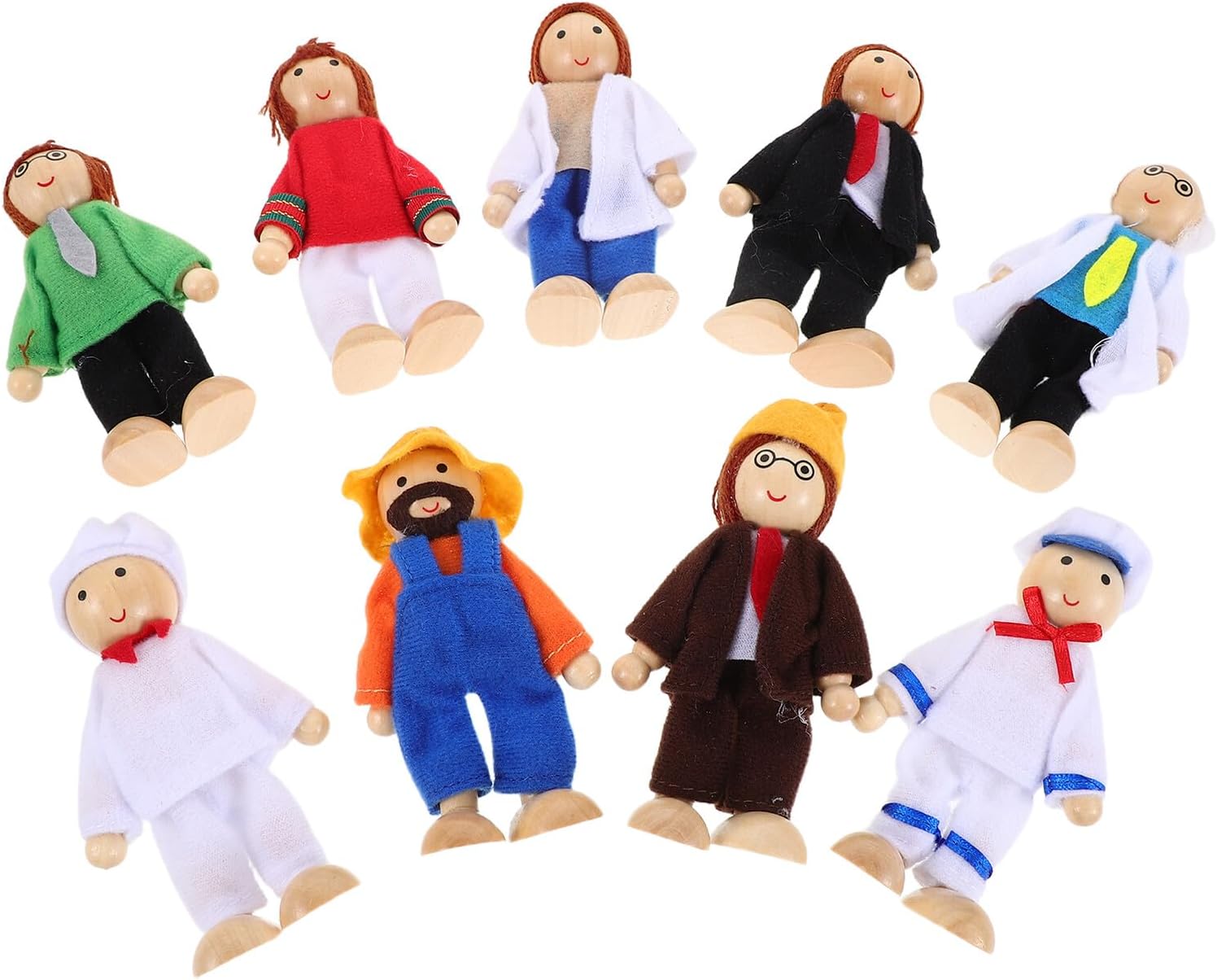 SUPVOX 9 Bambole in Legno Montessori con Giunti Mobili Multigenerazionale di Ruolo e Sviluppo