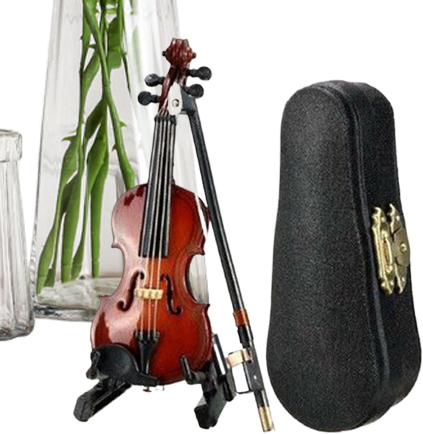 violino giocabile, 12,7 cm, decorazione da scrivania, mini strumento musicale, per scrivania, comodino, libreria, davanzale, tavolino per bambini, collezionisti
